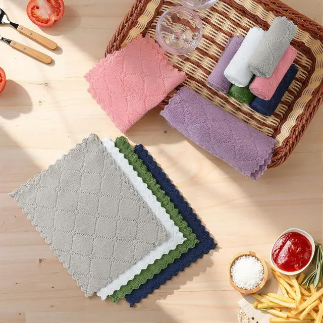 Alt view image 7 of 7 - Super Soft 12 Pack Coral Velvet Microfiber Dish Cloths, 7" x 9"