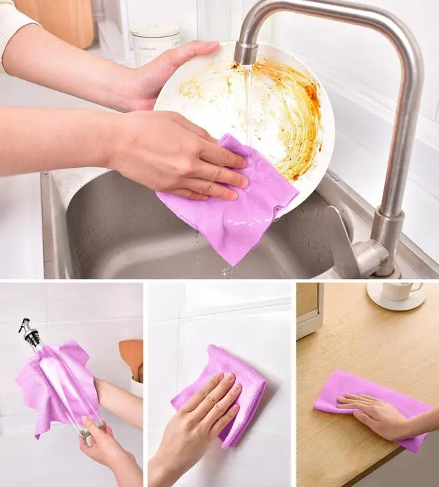 Alt view image 2 of 7 - Microfiber Cleaning Cloth Roll - Tear-Away Reusable Microfiber Paper Towels, Lint-Free, Washable, 20 Sheets for Kitchen, Car, Dishes, and Sensitive Surfaces (Light Purple)