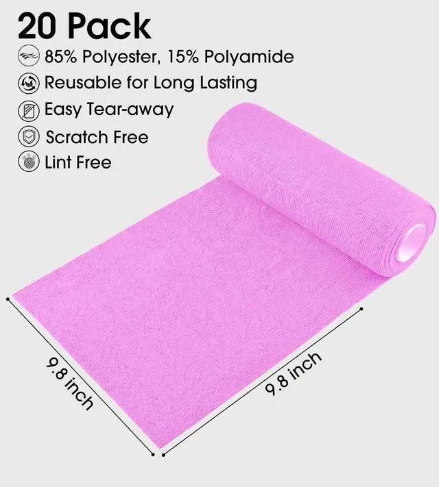 Alt view image 3 of 7 - Microfiber Cleaning Cloth Roll - Tear-Away Reusable Microfiber Paper Towels, Lint-Free, Washable, 20 Sheets for Kitchen, Car, Dishes, and Sensitive Surfaces (Light Purple)