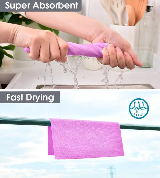 Alt view image 4 of 7 - Microfiber Cleaning Cloth Roll - Tear-Away Reusable Microfiber Paper Towels, Lint-Free, Washable, 20 Sheets for Kitchen, Car, Dishes, and Sensitive Surfaces (Light Purple)