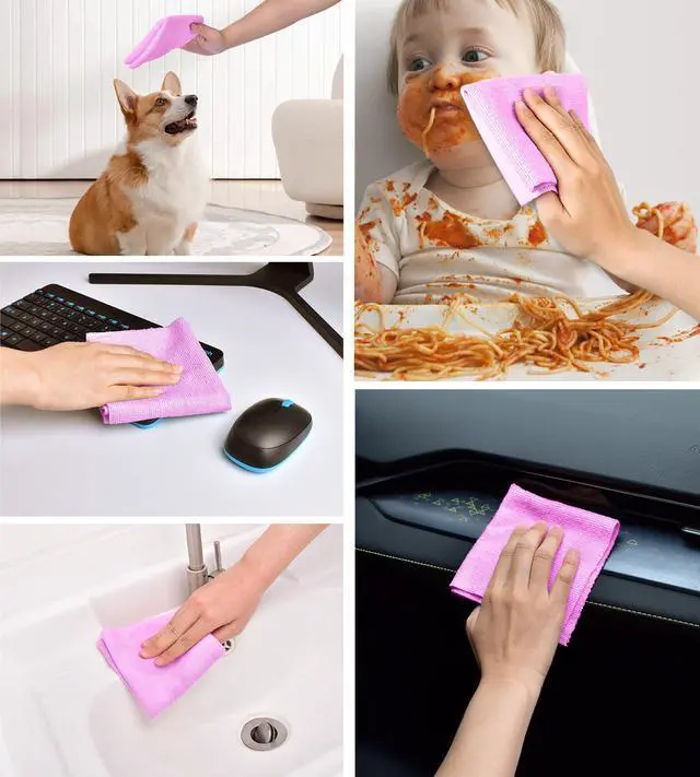 Alt view image 7 of 7 - Microfiber Cleaning Cloth Roll - Tear-Away Reusable Microfiber Paper Towels, Lint-Free, Washable, 20 Sheets for Kitchen, Car, Dishes, and Sensitive Surfaces (Light Purple)