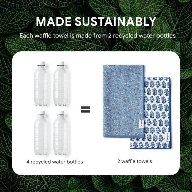 Alt view image 5 of 7 - Waffle Kitchen Towel Set of 2 - Quick Dry Microfiber Sustainable Dish Towels - Ultra Absorbent Reusable Cleaning Tea Towels - Lightweight Hand Towels,16x 28, Porcelain Blue