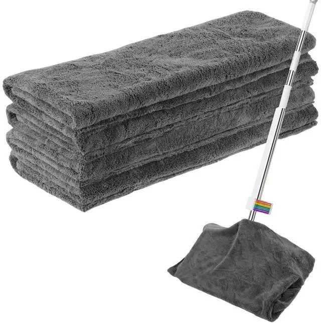 Main image of 4 Pcs Extra Large Microfiber Cleaning Cloth, 30"x20" Washable Reusable Floor Cloth for Squeegee Mop House Floor Kitchen Car Window Highly Absorbent, Lint and Streak Free (Grey)
