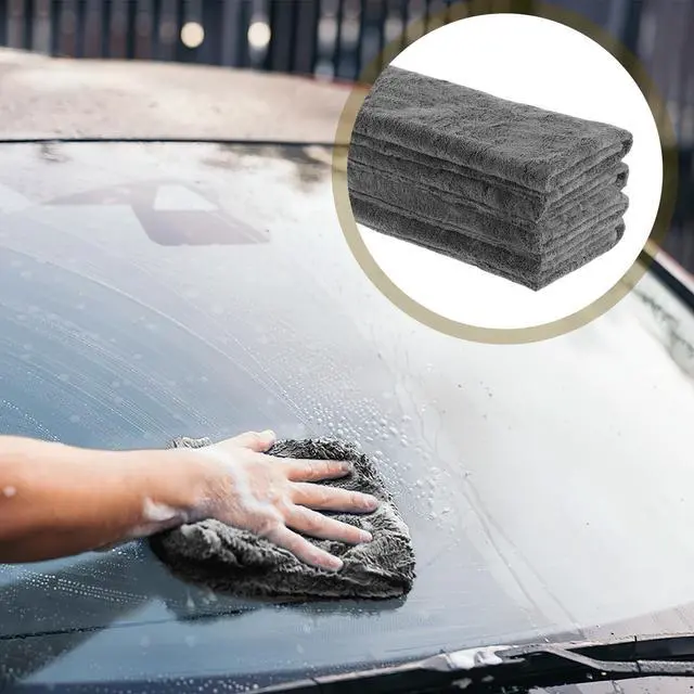 Alt view image 6 of 7 - 4 Pcs Extra Large Microfiber Cleaning Cloth, 30"x20" Washable Reusable Floor Cloth for Squeegee Mop House Floor Kitchen Car Window Highly Absorbent, Lint and Streak Free (Grey)