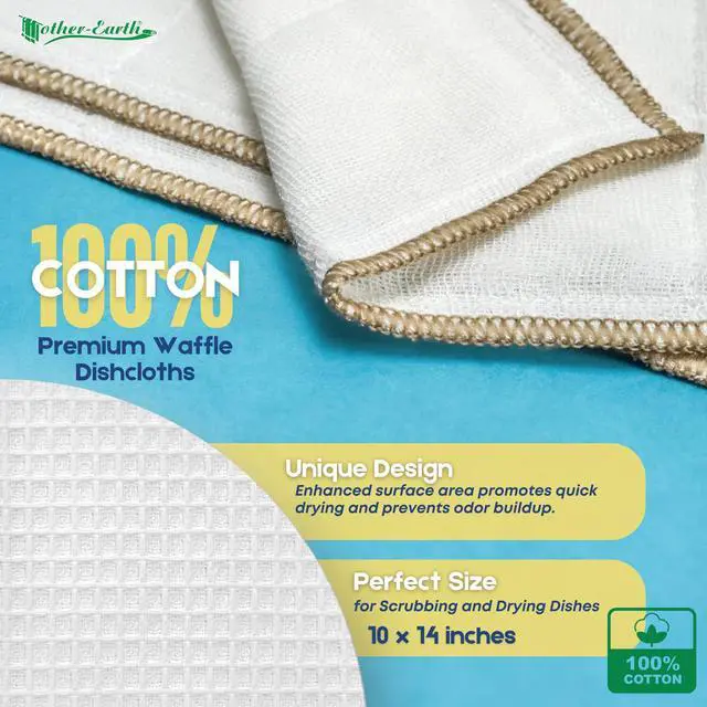 Alt view image 2 of 7 - 6 Pack Cotton Dish Cloths, Ultra Absorbent Quick-Drying Cleaning Cloths, Reusable and Eco-Friendly Dish Rags for Kitchen Use