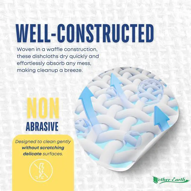 Alt view image 4 of 7 - 6 Pack Cotton Dish Cloths, Ultra Absorbent Quick-Drying Cleaning Cloths, Reusable and Eco-Friendly Dish Rags for Kitchen Use