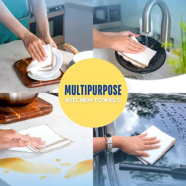 Alt view image 6 of 7 - 6 Pack Cotton Dish Cloths, Ultra Absorbent Quick-Drying Cleaning Cloths, Reusable and Eco-Friendly Dish Rags for Kitchen Use
