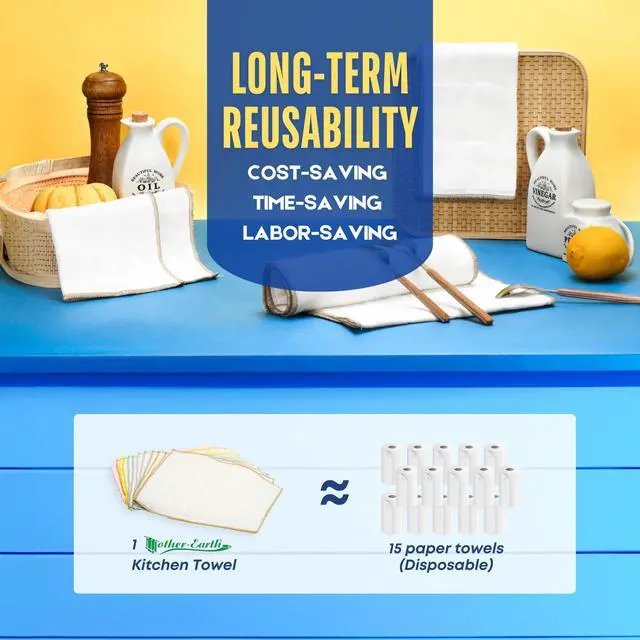 Alt view image 7 of 7 - 6 Pack Cotton Dish Cloths, Ultra Absorbent Quick-Drying Cleaning Cloths, Reusable and Eco-Friendly Dish Rags for Kitchen Use