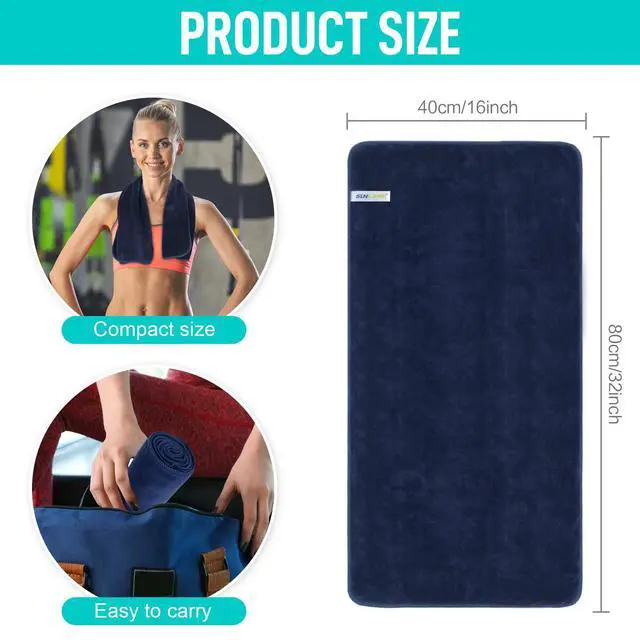 Alt view image 2 of 7 - Microfiber Gym Towels, Workout Sweat Towel 16x32, 3 Pack NavyBlue