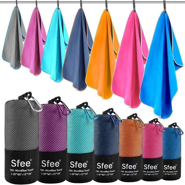Main image of 2 Pack Microfiber Travel Towel, Quick Dry Towel Camping Towel Super Absorbent Compact Lightweight Sports Swim Gym Towels Set for Gym, Hiking, Pool, Backpacking, Bath, Yoga (M :48"x21"+24"x15")