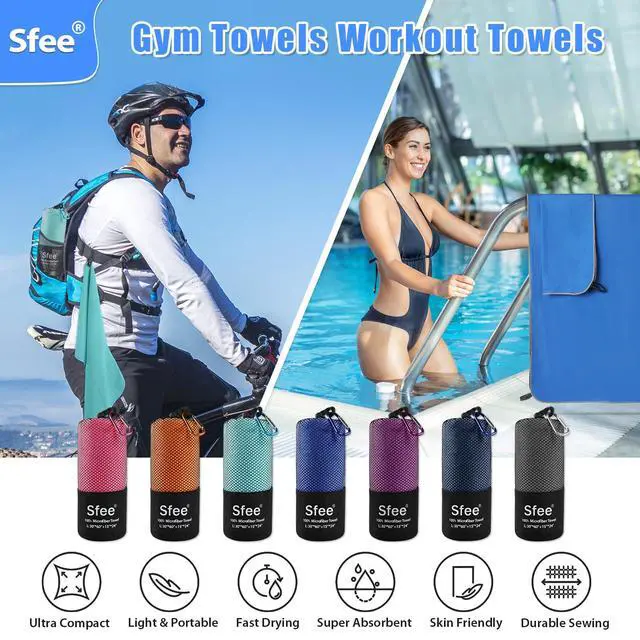Alt view image 4 of 6 - 2 Pack Microfiber Travel Towel, Quick Dry Towel Camping Towel Super Absorbent Compact Lightweight Sports Swim Gym Towels Set for Gym, Hiking, Pool, Backpacking, Bath, Yoga (M :48"x21"+24"x15")