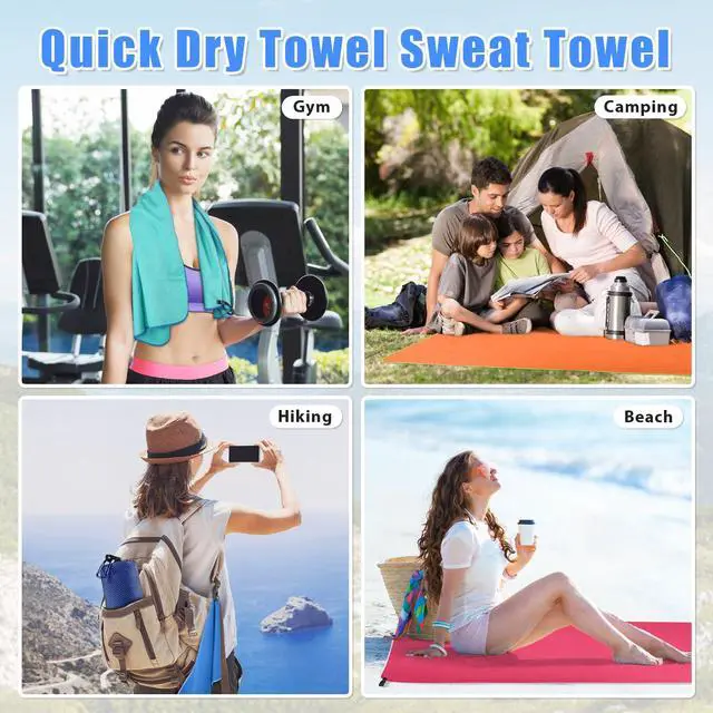 Alt view image 6 of 6 - 2 Pack Microfiber Travel Towel, Quick Dry Towel Camping Towel Super Absorbent Compact Lightweight Sports Swim Gym Towels Set for Gym, Hiking, Pool, Backpacking, Bath, Yoga (M :48"x21"+24"x15")