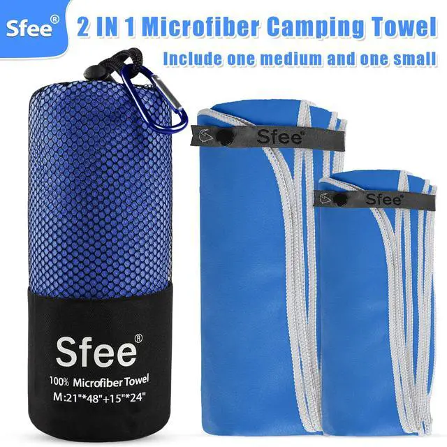 Alt view image 5 of 6 - 2 Pack Microfiber Travel Towel, Quick Dry Towel Camping Towel Super Absorbent Compact Lightweight Sports Swim Gym Towels Set for Gym, Hiking, Pool, Backpacking, Bath, Yoga (M :48"x21"+24"x15")