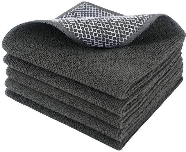 Main image of Microfiber Dish Cloth for Washing Dishes 12x12In 5 Pack Dark Grey