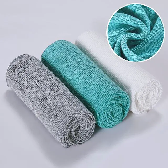 Alt view image 5 of 5 - Microfiber Cleaning Cloths for Kitchen and Cars,Reusable and Washable,Pack of 24,Blue/White/Grey, 16" L x 12" W (24)