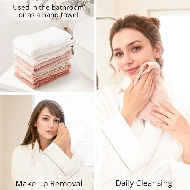 Alt view image 3 of 7 - Pack Face Cloths, 100% Muslin Cotton Wash Cloth for Washing Face
