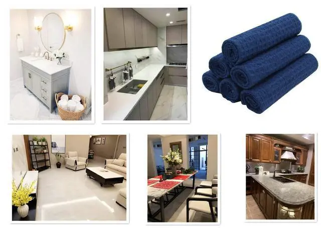 Alt view image 7 of 7 - Microfiber Kitchen Cleaning Cloth, 12inch X 12inch, 6 Pack, Navy Blue