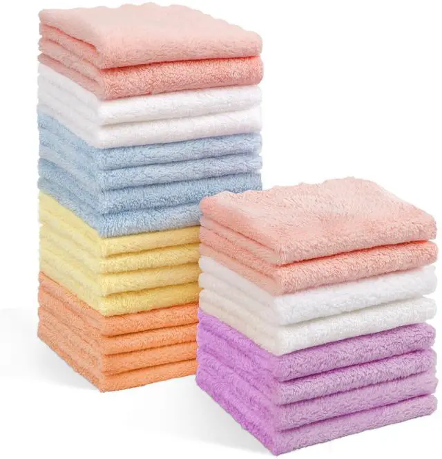 Main image of Baby Washcloths 24-Pack (7''x9''), Microfiber Coral Fleece Baby Towels, Super Soft and Absorbent Wash Cloths for Newborns, Infants and Toddlers, Gentle on Delicate Skin for Face Hands and Body