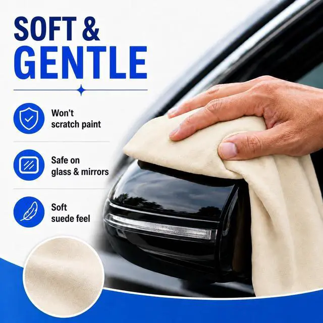 Alt view image 2 of 7 - Chamois Cloth for Car Drying Towel - 23.6"x35.4" Sheepskin Leather