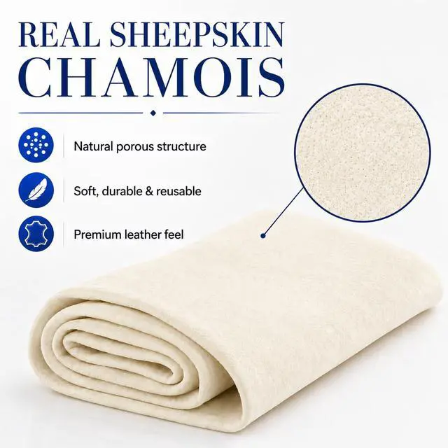 Alt view image 5 of 7 - Chamois Cloth for Car Drying Towel - 23.6"x35.4" Sheepskin Leather
