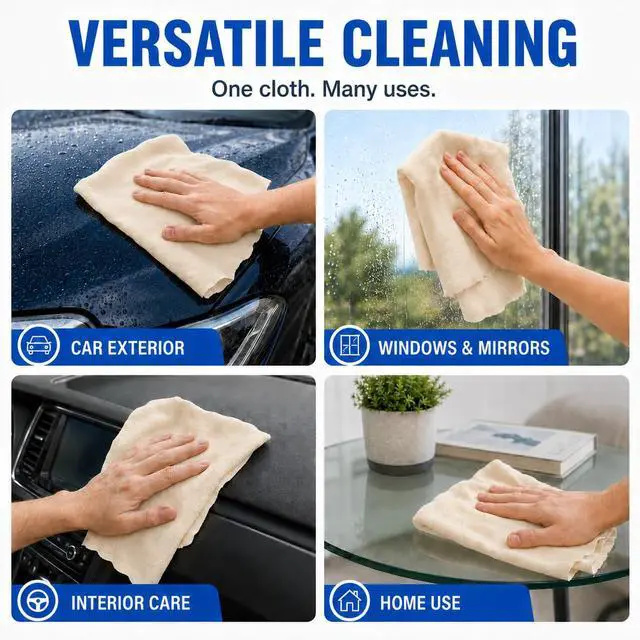 Alt view image 6 of 7 - Chamois Cloth for Car Drying Towel - 23.6"x35.4" Sheepskin Leather