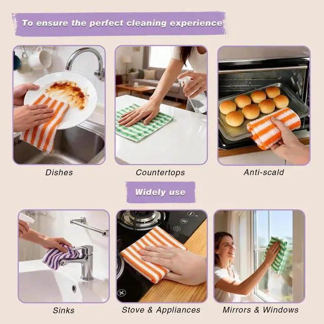 Alt view image 4 of 7 - 3 Pack Cellulose Fiber Cleaning Cloth, Highly Absorbent Kitchen Cleaning Rags for Kitchen, Car, Window, Housekeeping, Household Dusting, No Odor and No Scratch Reusable, 11.8"X10.6"