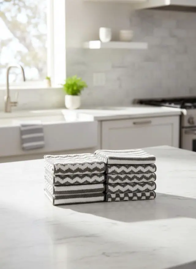 Alt view image 2 of 7 - Premium Modern Bamboo Microfiber Cleaning Washcloths Ultra-Absorbent & Odor-Free Kitchen Rags Non-Scratch, Quick-Dry Washcloths, 11.5 x 11.5 inch (Pack of 9).