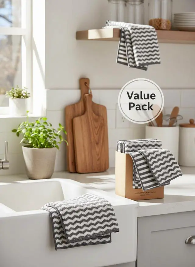 Alt view image 4 of 7 - Premium Modern Bamboo Microfiber Cleaning Washcloths Ultra-Absorbent & Odor-Free Kitchen Rags Non-Scratch, Quick-Dry Washcloths, 11.5 x 11.5 inch (Pack of 9).