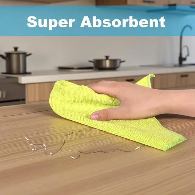 Alt view image 4 of 7 - Microfiber Cleaning Cloth 210GSM High Density, 15 Pack Reusable Cleaning Towels, Ultra Soft Non Abrasive Multipurpose Cleaning Rags for Car Glass Kitchen Bathroom,11.5"x11.5"