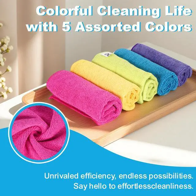 Alt view image 6 of 7 - Microfiber Cleaning Cloth 210GSM High Density, 15 Pack Reusable Cleaning Towels, Ultra Soft Non Abrasive Multipurpose Cleaning Rags for Car Glass Kitchen Bathroom,11.5"x11.5"