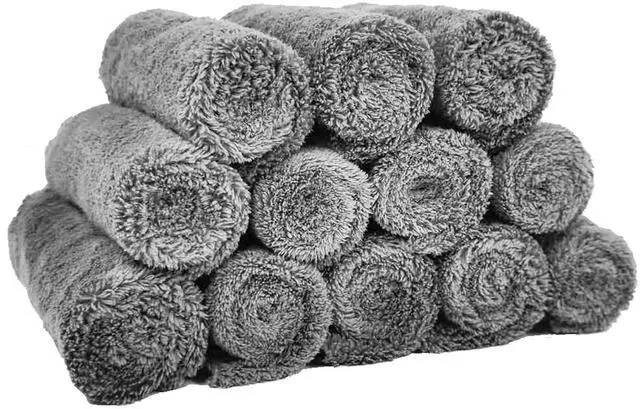 Alt view image 4 of 6 - Baby Washcloths 12 Pack 12x12 Inches Microfiber Coral Fleece Extra Absorbent and Soft for Newborns, Infants and Toddlers-Grey