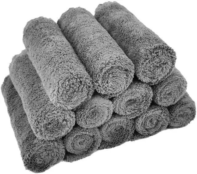 Alt view image 5 of 6 - Baby Washcloths 12 Pack 12x12 Inches Microfiber Coral Fleece Extra Absorbent and Soft for Newborns, Infants and Toddlers-Grey