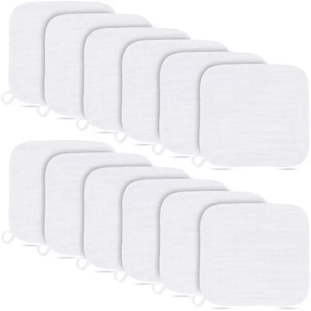 Main image of Baby Washcloths -100% Cotton Muslin Soft Baby Bath Wash Cloths and Absorbent Baby Wipes for Newborns Kids Girls and Boys - 12 Pack, 12x12 Inches - White