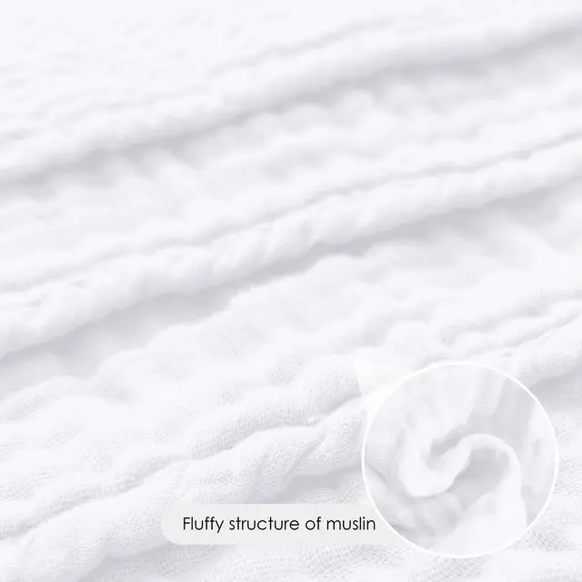 Alt view image 5 of 7 - Baby Washcloths -100% Cotton Muslin Soft Baby Bath Wash Cloths and Absorbent Baby Wipes for Newborns Kids Girls and Boys - 12 Pack, 12x12 Inches - White