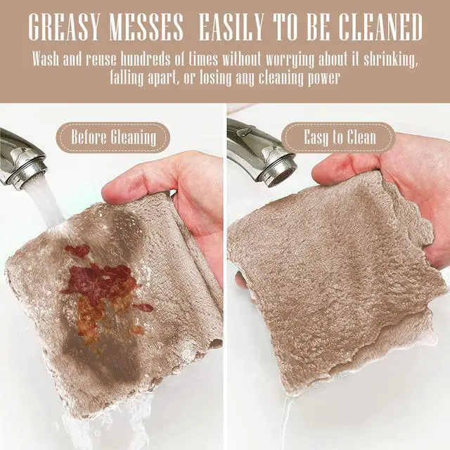 Alt view image 5 of 7 - 24 Pack Kitchen Dishcloths - Does Not Shed Fluff - Reusable Dish Towels, Dish Cloths, Super Absorbent Coral Fleece Cleaning Cloths, Nonstick Oil Washable Fast Drying, 7 x 9 Inch (Brown)