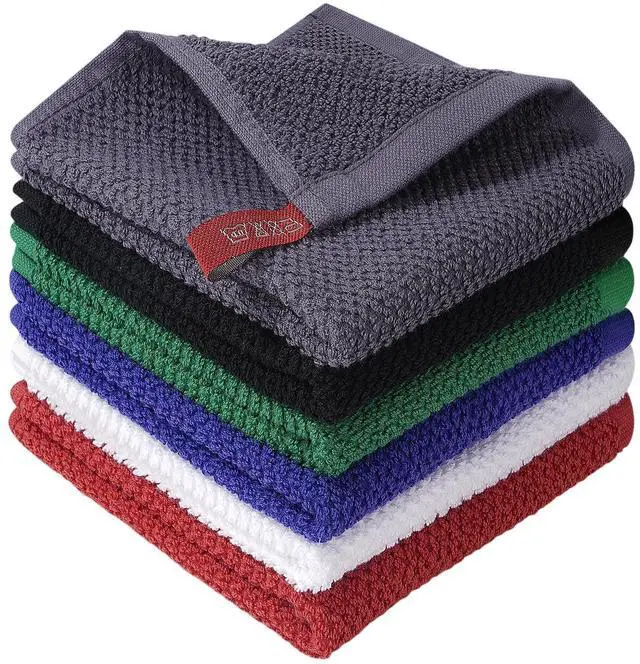 Main image of 100% Cotton Wash Cloth, 12x12 Inch, 6 Pack, 6 Colors