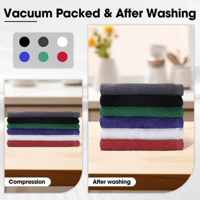 Alt view image 7 of 7 - 100% Cotton Wash Cloth, 12x12 Inch, 6 Pack, 6 Colors