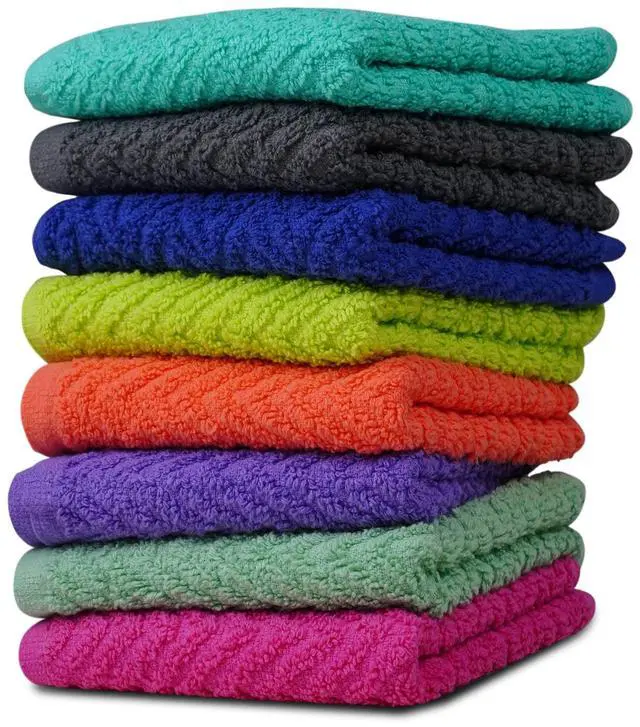 Main image of Zigzag Multicolor Wash Cloths -8 Pack -12" x 12"- Highly Absorbent Soft Washcloths for Face, Gym Towels, Hotel Spa Quality, Reusable & Multipurpose Wash Cloth Towels