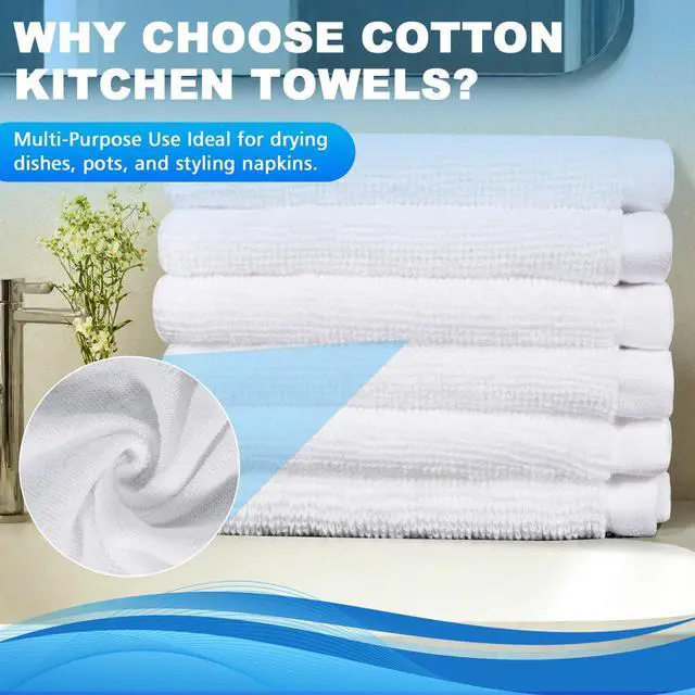 Alt view image 2 of 7 - 100% Cotton Wash Cloth, 12x12 Inch, 6 Pack, White
