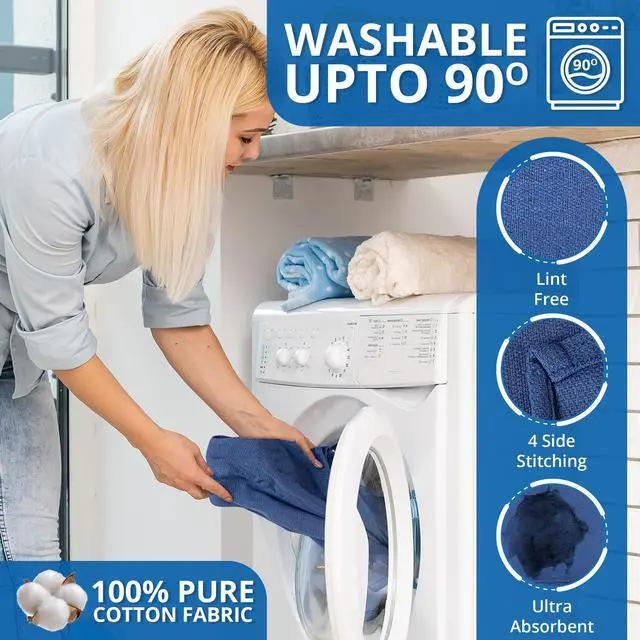 Alt view image 3 of 7 - Surgical Towels for Cleaning Huck Towels 12 Pack 100% Cotton Size 15x25 Blue Cleaning Rags for Kitchen, Bar, Home, Windows, Industrial Shop, Glass Super Absorbent Lint Free Commercial Grade