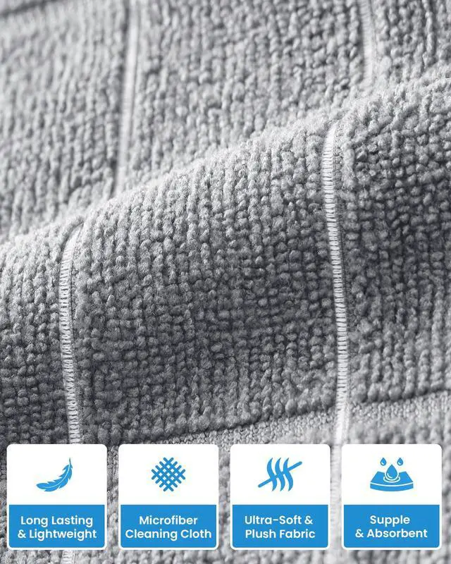 Alt view image 6 of 6 - 12 Pack Wash Cloths Set, 12 by 12 Inches, Highly Absorbent and Super Soft Microfiber Fingertip Towels, Multi-Purpose Washcloths for Bathroom, Kitchen, Hotel, Spa, and Gym (Grey)