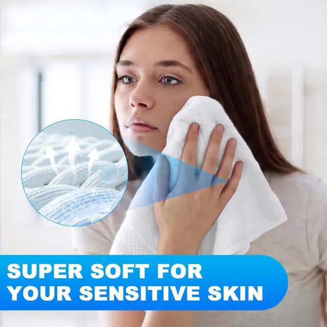Alt view image 4 of 7 - 6 Pack 100% Cotton Wash Cloth, 13x13 Inch Highly Absorbent and Soft Feel Fingertip Towels, Machine Washable Washcloths for Bathroom, Gym, Hotel, Spa and Kitchen, White