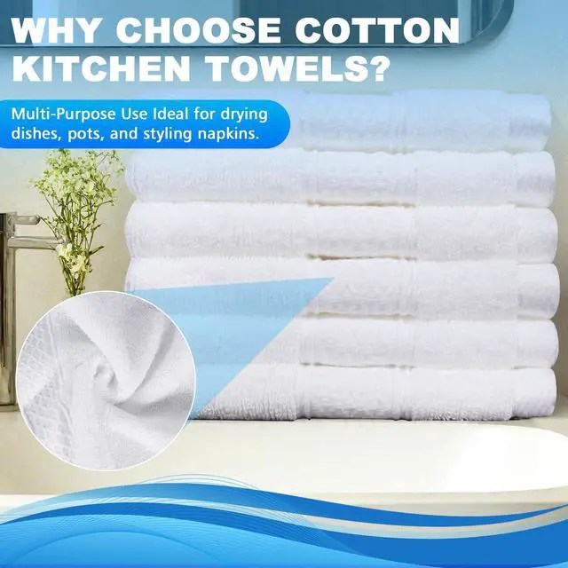 Alt view image 3 of 7 - 6 Pack 100% Cotton Wash Cloth, 13x13 Inch Highly Absorbent and Soft Feel Fingertip Towels, Machine Washable Washcloths for Bathroom, Gym, Hotel, Spa and Kitchen, White