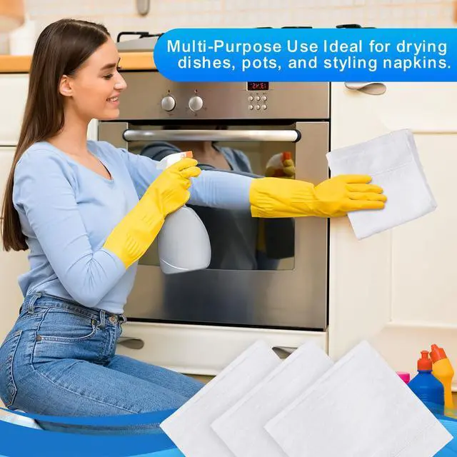 Alt view image 7 of 7 - 6 Pack 100% Cotton Wash Cloth, 13x13 Inch Highly Absorbent and Soft Feel Fingertip Towels, Machine Washable Washcloths for Bathroom, Gym, Hotel, Spa and Kitchen, White