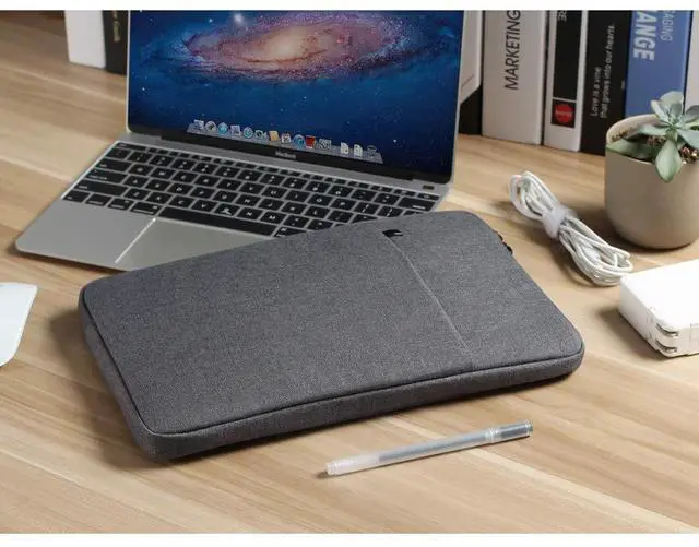 Alt view image 6 of 7 - 13-14 inch Laptop Sleeve Case Protective Computer Cover for 14" MacBook Pro M4 M3 M2 M1 / 14.4" Surface Laptop Studio/ThinkPad X1 Carbon / P14s T14 L14 E14 / HP, Dark Grey