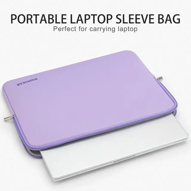 Alt view image 2 of 6 - 14 inch Laptop Sleeve Case Soft Padded Carrying Bag, Purple
