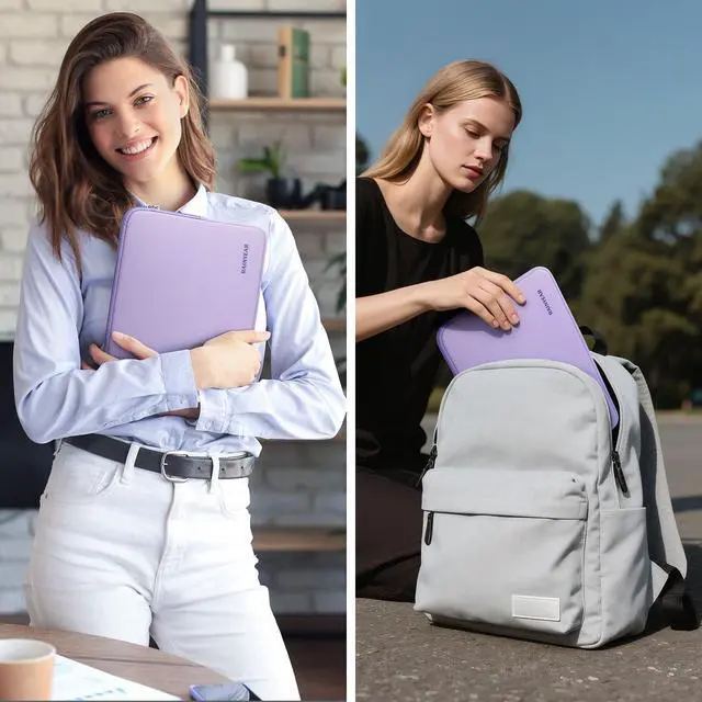 Alt view image 6 of 6 - 14 inch Laptop Sleeve Case Soft Padded Carrying Bag, Purple