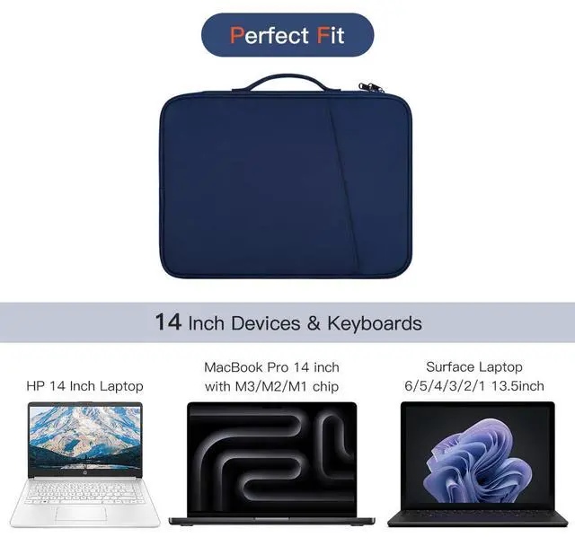 Alt view image 3 of 7 - Protective Laptop Sleeve Bag for MacBook Pro 14 inch with M5 M4 M3 M2 M1 Chips Pro Max A3426 A3427 A3434 A3112 A3401 A3185 A2992 A2442 2026-2021, Apple MacBook Carrying Case with Accessory Pocket-Blue
