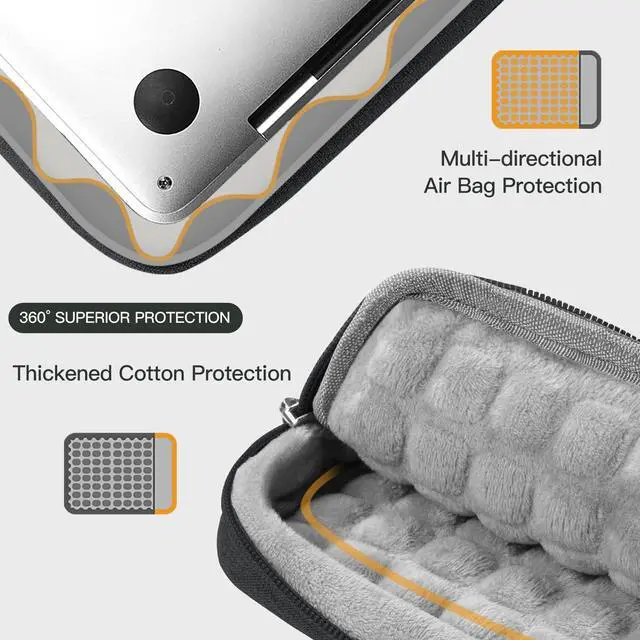 Alt view image 4 of 7 - 360° Protective Laptop Sleeve for 14 inch MacBook Pro M4/M3/M2/M1 Chips Pro/Max A2992 A2918 A2779 A2442 2024-2021, 13 inch Air A2681 A2337 Pro A2686 A2338, Splash-Resistant Case Bag, Black