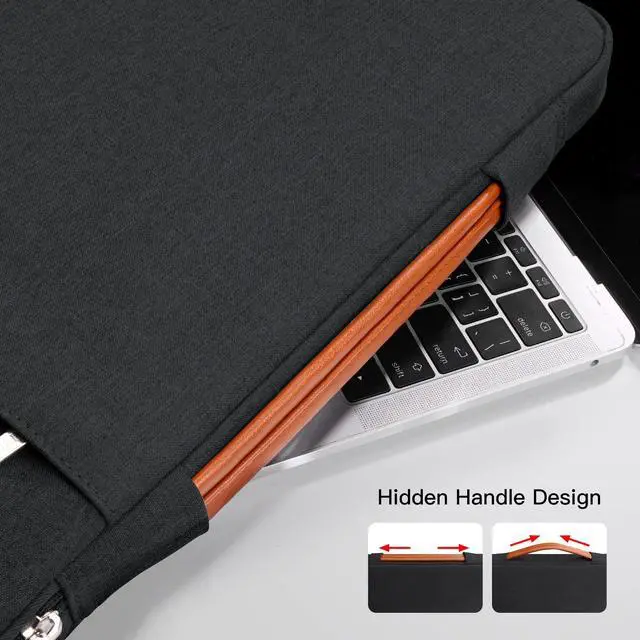 Alt view image 6 of 7 - 360° Protective Laptop Sleeve for 14 inch MacBook Pro M4/M3/M2/M1 Chips Pro/Max A2992 A2918 A2779 A2442 2024-2021, 13 inch Air A2681 A2337 Pro A2686 A2338, Splash-Resistant Case Bag, Black